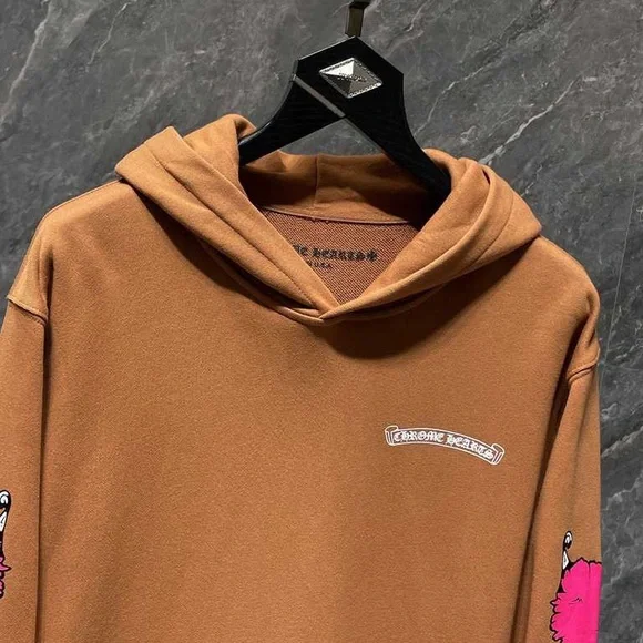 Chrome Hearts Marty Boy Tan Hoodie with Pink Graphics - Picture 3 of 9